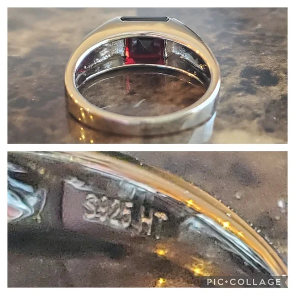 (John) Genuine 2ct Garnet Mens Ring Size 8 - Picture 6 of 8